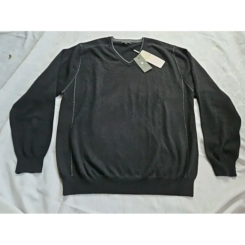 NEW Bridge & Lord Merino Wool Cashmere Sweater Black Gray 2X‎ XXL Luxurious